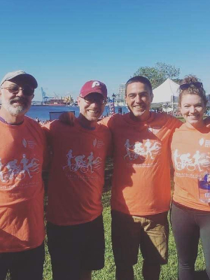 Dad, Graham, Greg, and I walking in Mom's honor in Baltimore 2017