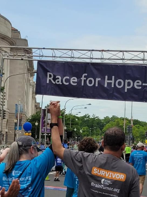 Crossing the finishing line at the 2023 Race for Hope DC